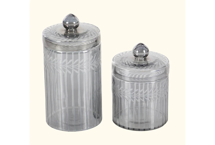 Grey Glass Decorative Jar Set Of 2 - 360