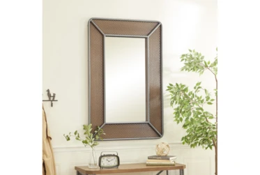 32X48 Brown Wood Wall Mirror