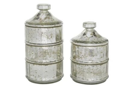 Grey Mercury Glass Traditional Decorative Jars Set Of 2 - Main