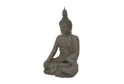 42 Inch Grey Polystone Buddha Sculpture - Front