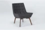 Shelly Charcoal Tufted Chair With Coffee Legs - Side