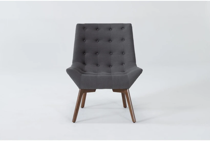 Shelly Charcoal Tufted Chair With Coffee Legs - 360