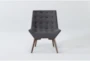 Shelly Charcoal Tufted Chair With Coffee Legs - Signature