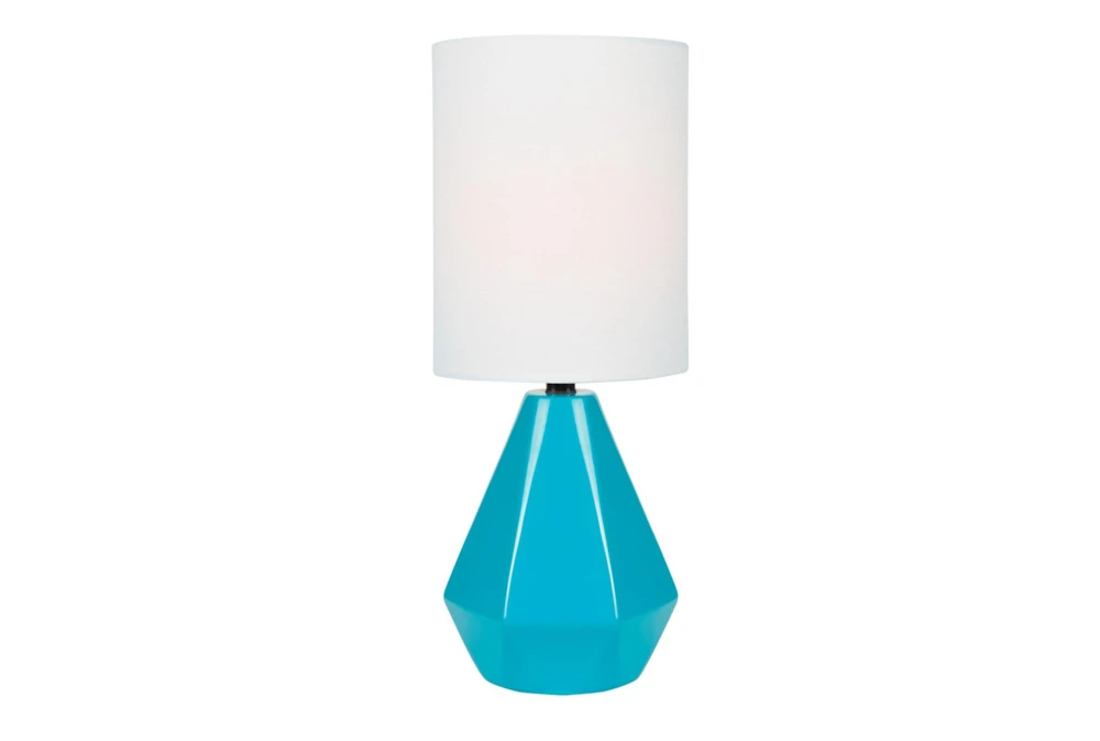 21 Inch Blue Geometric Ceramic Small Table Lamp