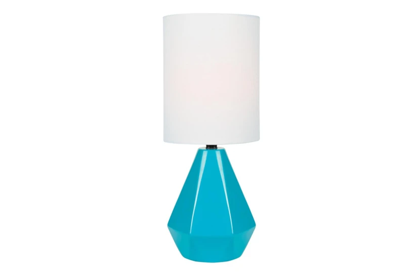 21 Inch Blue Geometric Ceramic Small Table Lamp - 360