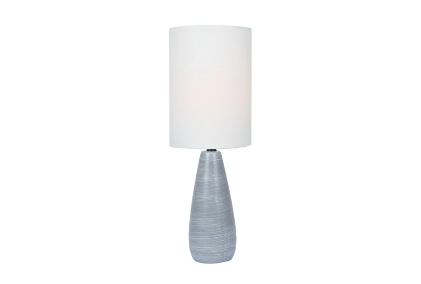 17 Inch Grey Ceramic Small Bottle Basic Table Lamp With White Shade - 360