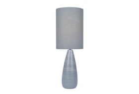 28 Inch Grey Ceramic Medium Bottle Basic Table Lamp With Grey Shade