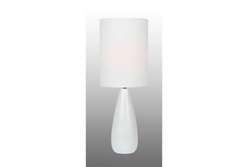 28 Inch White Ceramic Medium Bottle Basic Table Lamp With White Shade - 360