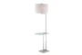 63 Inch Silver Pewter + White Shade Modern Floor Lamp With Glass Table - Signature