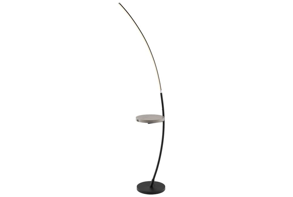68 Inch Black Metal Arc Floor Lamp With Wirless Charge Usb Charge + Dimmable Le