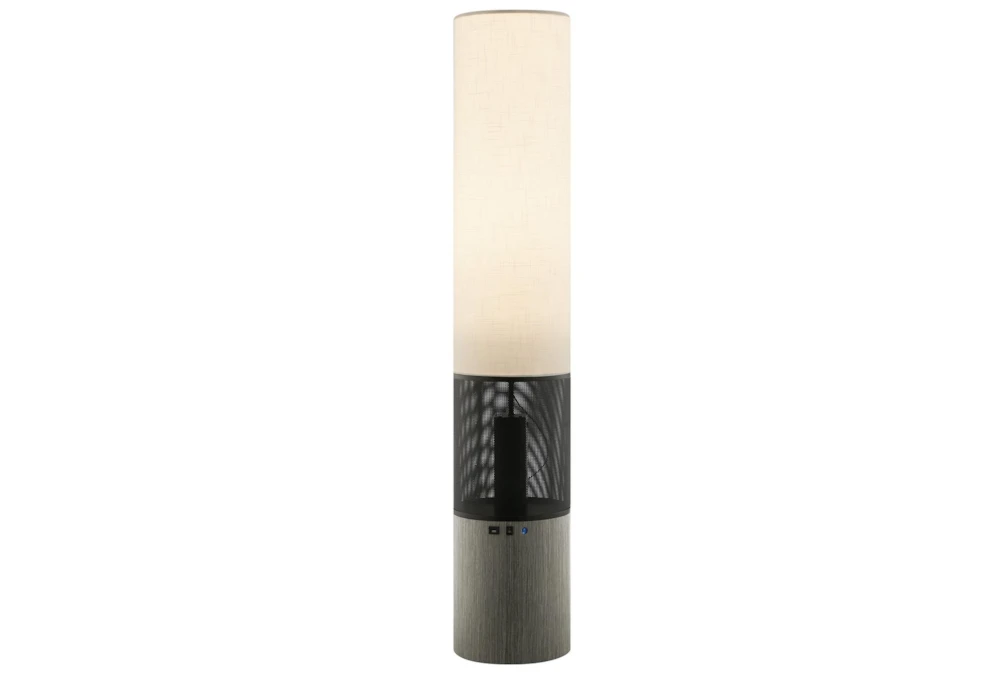 58 Inch Grey + Black Cylinder Glowing Speaker Floor Lamp With Usb Charge Bluetooth Wireless Speaker + Led Bulb