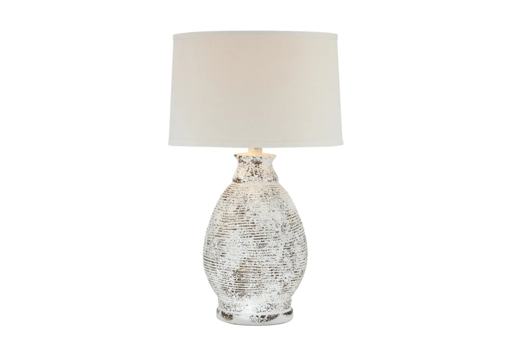 26.5" White Wash Hydrocal Table Lamp