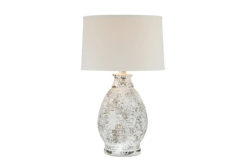 26.5" White Wash Hydrocal Table Lamp - 360