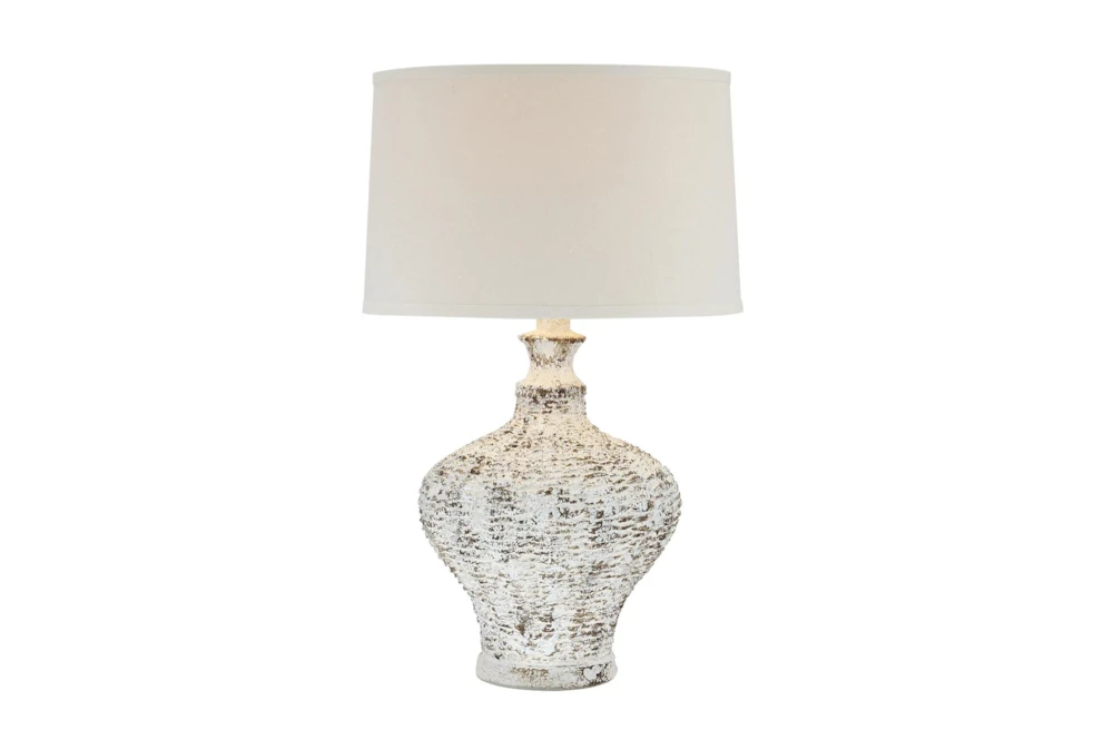 26" White Wash Hydrocal Table Lamp