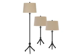 3 Piece Tripod Set Floor Lamp And Table Lamps