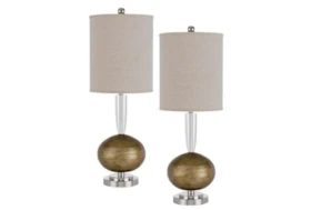 20.5" Crystal/Metal Table Lamp Set Of 2