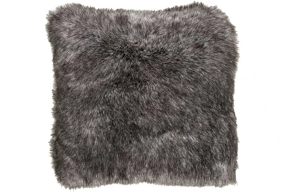 22X22 Graphite Faux Fur Throw Pillow