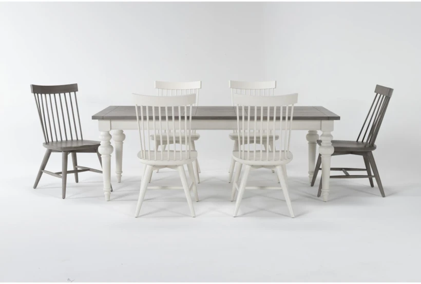 Edward Dining With Winter White Chairs And Urban Grey Chairs Set For 6 - 360