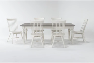 Edward 7 Piece Dining Set With Winter White Chairs