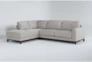 Amherst Cobblestone Sleeper Sectional With Left Arm Facing Chaise And Memory Foam Mattress - Signature