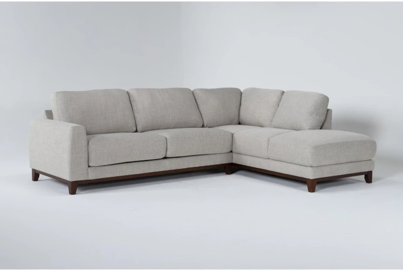 Amherst Cobblestone Grey 113" Queen Memory Foam Sleeper L-Shaped Sectional with Right Arm Facing Chaise - 360
