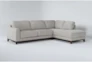 Amherst Cobblestone Sleeper Sectional With Right Arm Facing Chaise And Memory Foam Mattress - Signature
