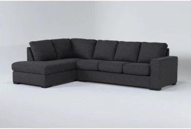 Lucy Dark Grey Sleeper Sectional With Left Arm Facing Chaise And Memory Foam Mattress
