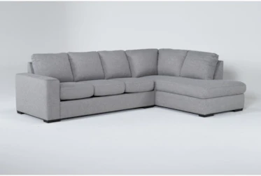 Lucy Grey Sleeper Sectional With Right Arm Facing Chaise And Memory Foam Mattress