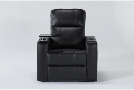 Sortino Black Home Theater Power Recliner with Table & USB