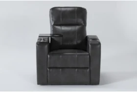 Sortino Grey Home Theater Power Recliner With Table