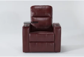 Sortino Red Home Theater Power Recliner With Table
