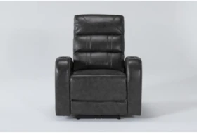 Cammarata Grey Leather Home Theater Power Recliner