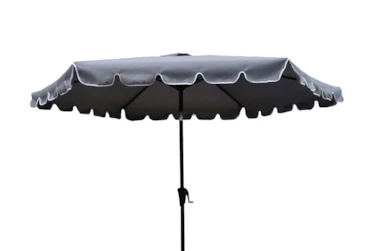 Market Outdoor Gray 9 Foot Scalloped Edge Umbrella