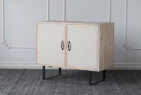 Natural Reclaimed Pine + Linen Small Cabinet