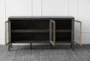 Brown Sideboard With 3 Brass Frame Glass Doors - Detail