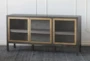 Brown Sideboard With 3 Brass Frame Glass Doors - Signature