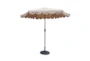 Market Outdoor Taupe 9' Scalloped Edge Umbrella With Round Base - Front