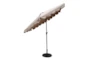 Market Outdoor Taupe 9' Scalloped Edge Umbrella With Round Base - Side