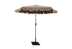 Market Outdoor Taupe 9Ft Scalloped Edge Umbrella With Square Base