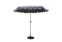 Market Outdoor Gray 9' Scalloped Edge Umbrella With Round Base - Signature