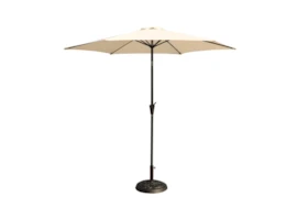 Market Outdoor Cream 9Ft Umbrella With Scroll Resin Base