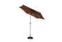 Market Outdoor Taupe 9' Umbrella With Scroll Resin Base - Side