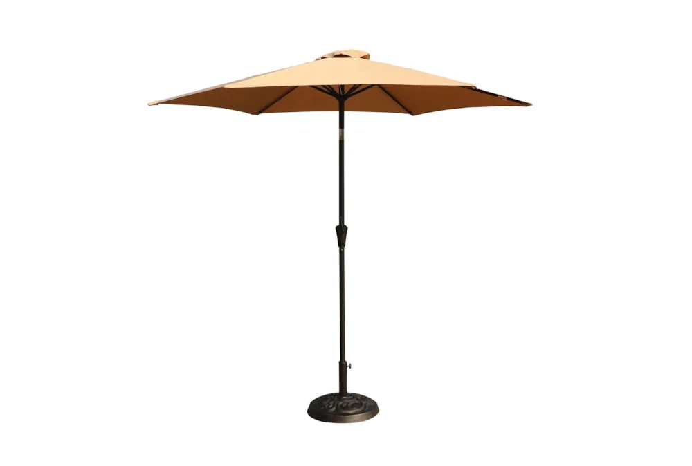 Market Outdoor Taupe 9' Umbrella With Scroll Resin Base