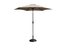 Market Outdoor Gray 9Ft Umbrella With Scroll Resin Base