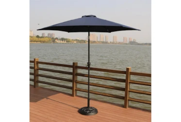 Market Outdoor Navy 9Ft Umbrella With Scroll Resin Base