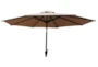 Market Outdoor Taupe 9' Umbrella With Led Lights With Round Base - Signature