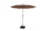 Market Outdoor Taupe 9' Umbrella With Led Lights With Square Base - Signature