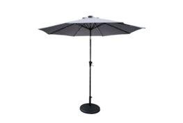 Market Outdoor Gray 9Ft Umbrella With Led Lights With Round Base