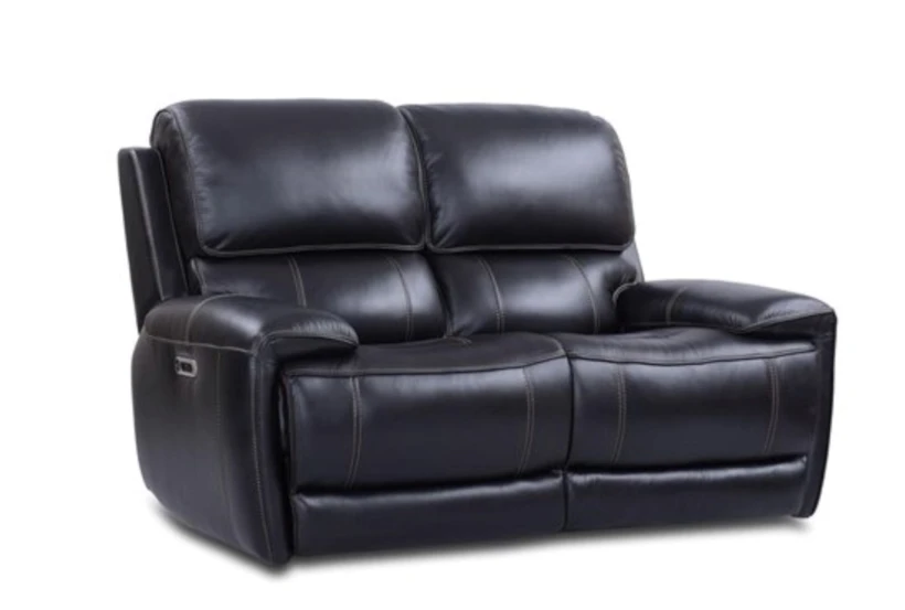 Brielle Blackberry Leather 66" Power Reclining Loveseat with Power Headrest & USB - 360