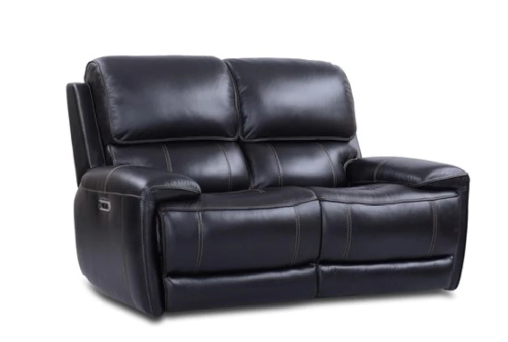 Brielle Blackberry Leather 66" Power Reclining Loveseat with Power Headrest & USB